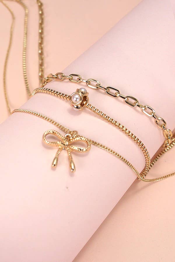 Multi-Layer Bow Charm Necklace
