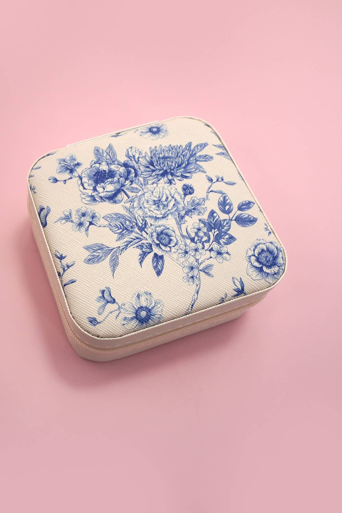 Blue Floral Travel Jewelry Box