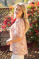 tiger striped pink tassels taupe and cream polyester flowy