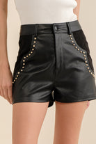 Faux leather black shorts studs soft stylish western shorts
