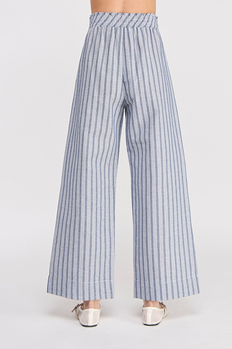 Coastal Navy/White Striped Wide-Leg Pant