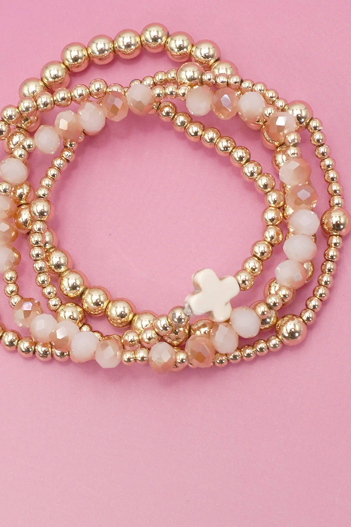 Colorful Cross Beaded Stretch Bracelets