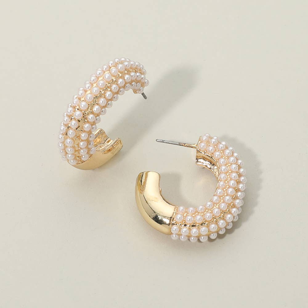 Chunky Pearl Beaded Hoops