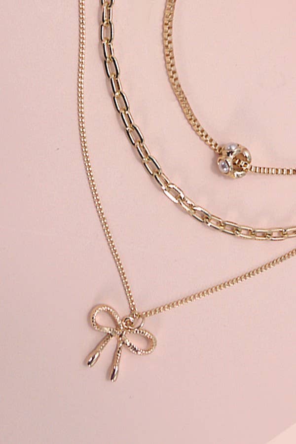 Multi-Layer Bow Charm Necklace