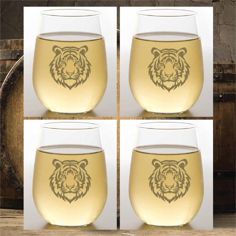 METALLIC GOLD TIGER Plastic Wine Glasses