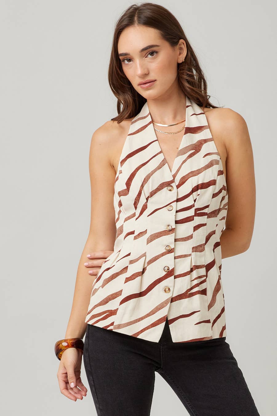 Tiger Print Halter Vest