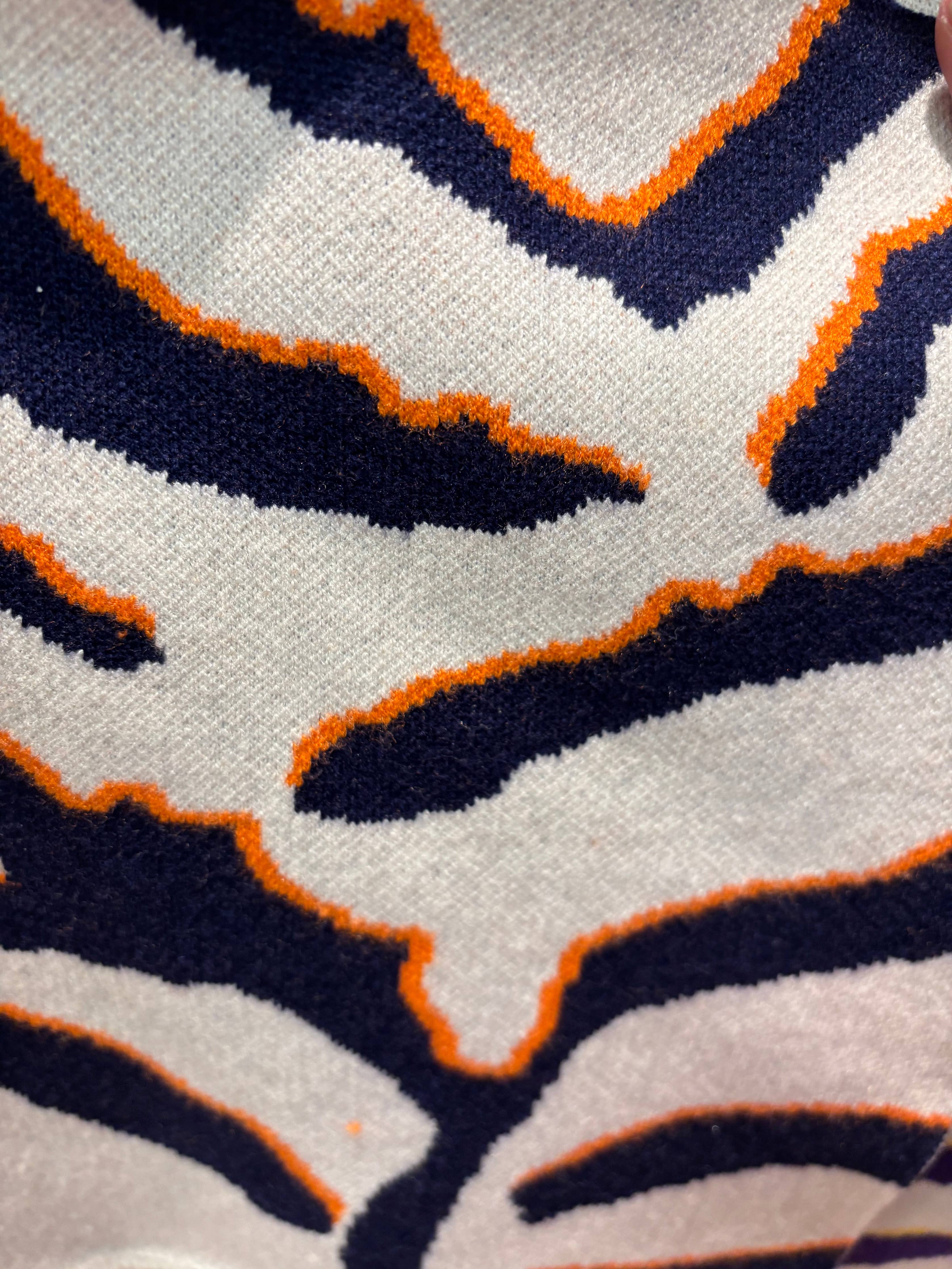 Purple & Orange Tiger Print Knit Vest Top