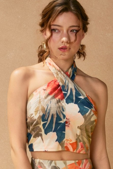 Countryside Floral Halter Crop Top
