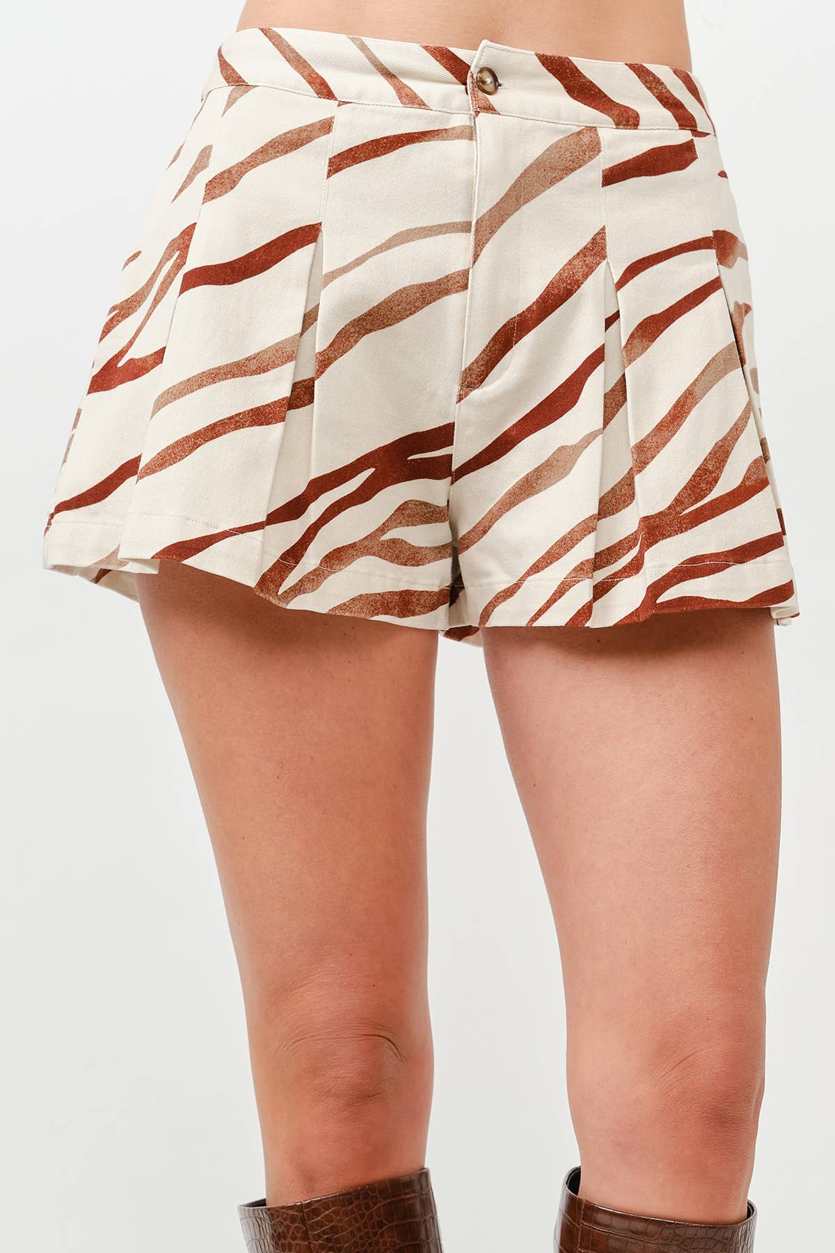 Tiger Print Pleated Shorts