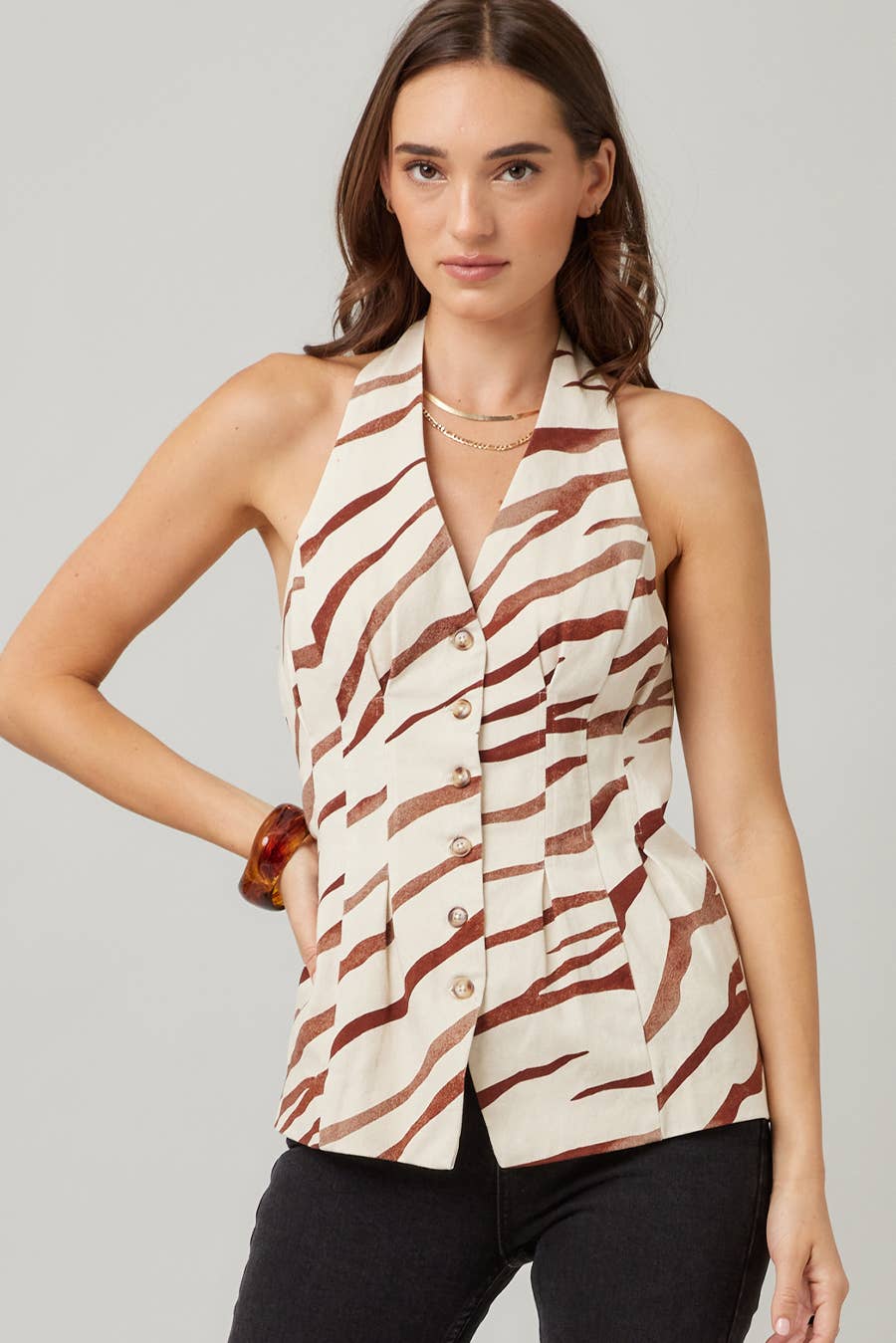 Tiger Print Halter Vest