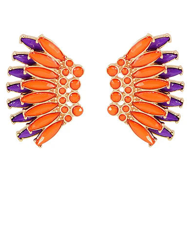 Winged Clemson Gameday Orange & Purple Earrings