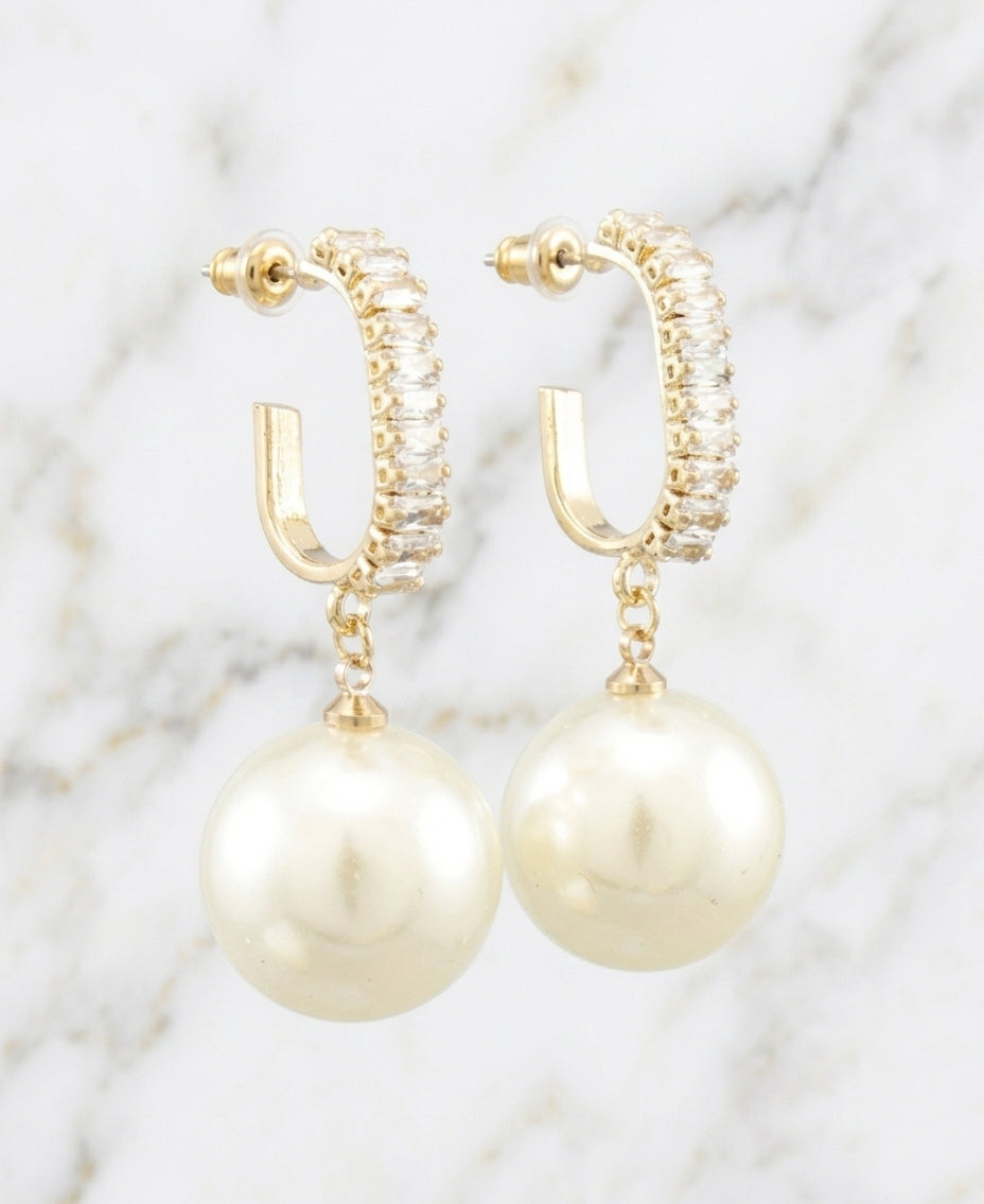 18 mm Pearl & Crystal Earrings