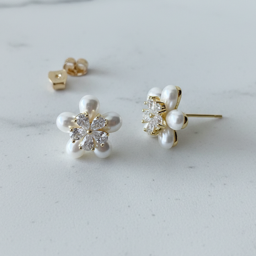 Flower Pearl Duchess Earrings