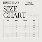 size chart for Risen White Mid-Rise Ankle Boot-Cut Jeans
