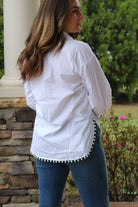 White blouse Pearl Accents