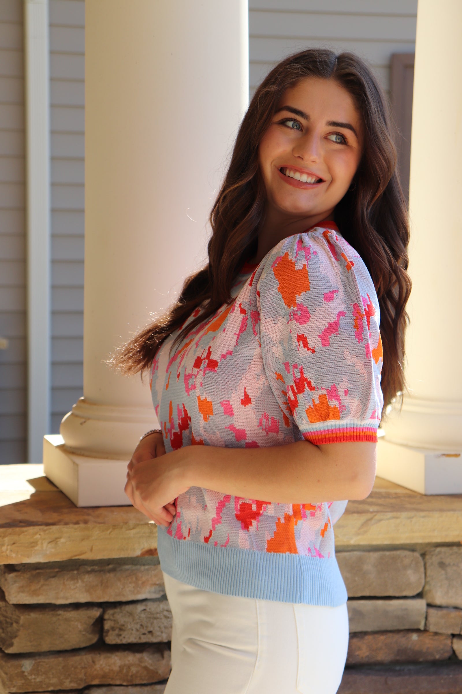 Powder Blue Multi Knit Top