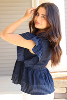 Nautical Navy Short Sleeve Top