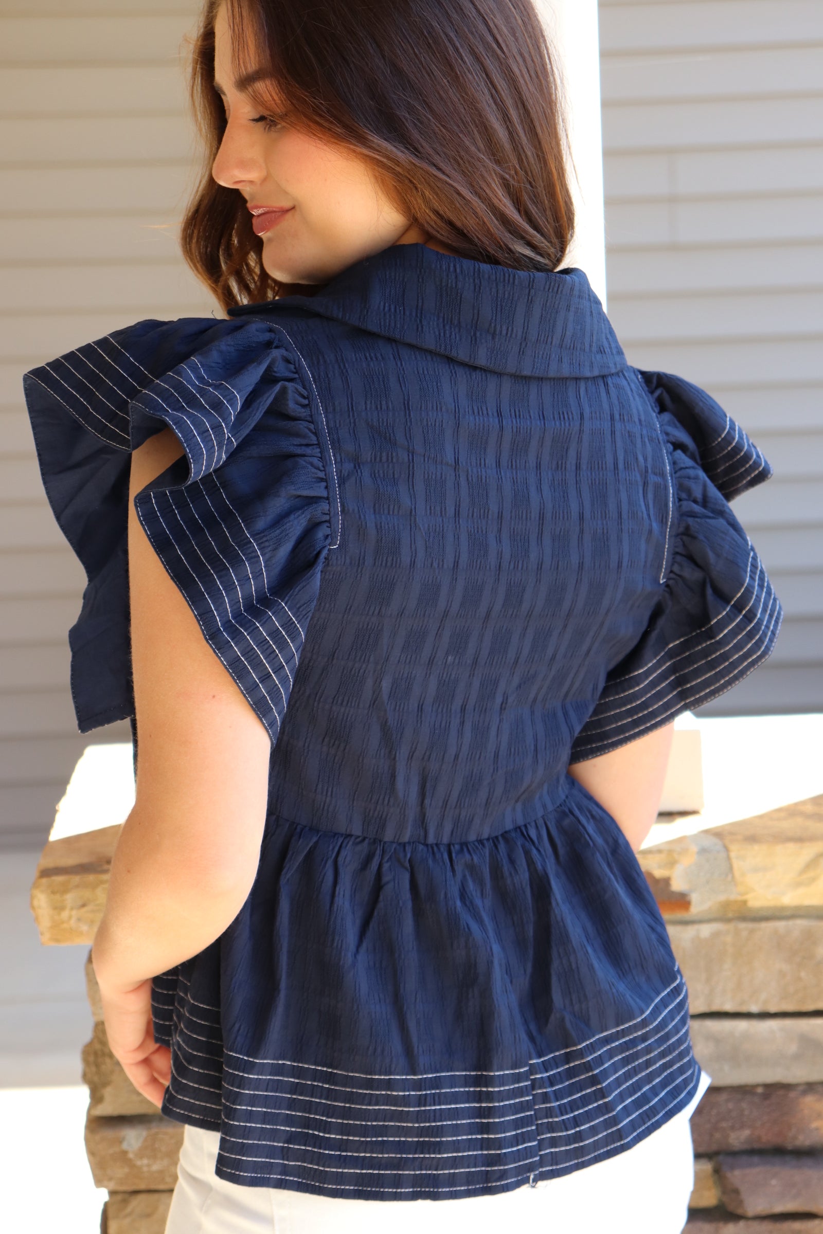 Nautical Navy Short Sleeve Top