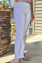 Risen White Mid-Rise Ankle Boot-Cut Jeans
