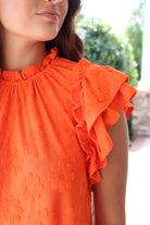"Daisy" Orange Short sleeve Floral Top