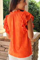 "Daisy" Orange Short sleeve Floral Top