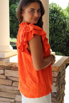 "Daisy" Orange Short sleeve Floral Top