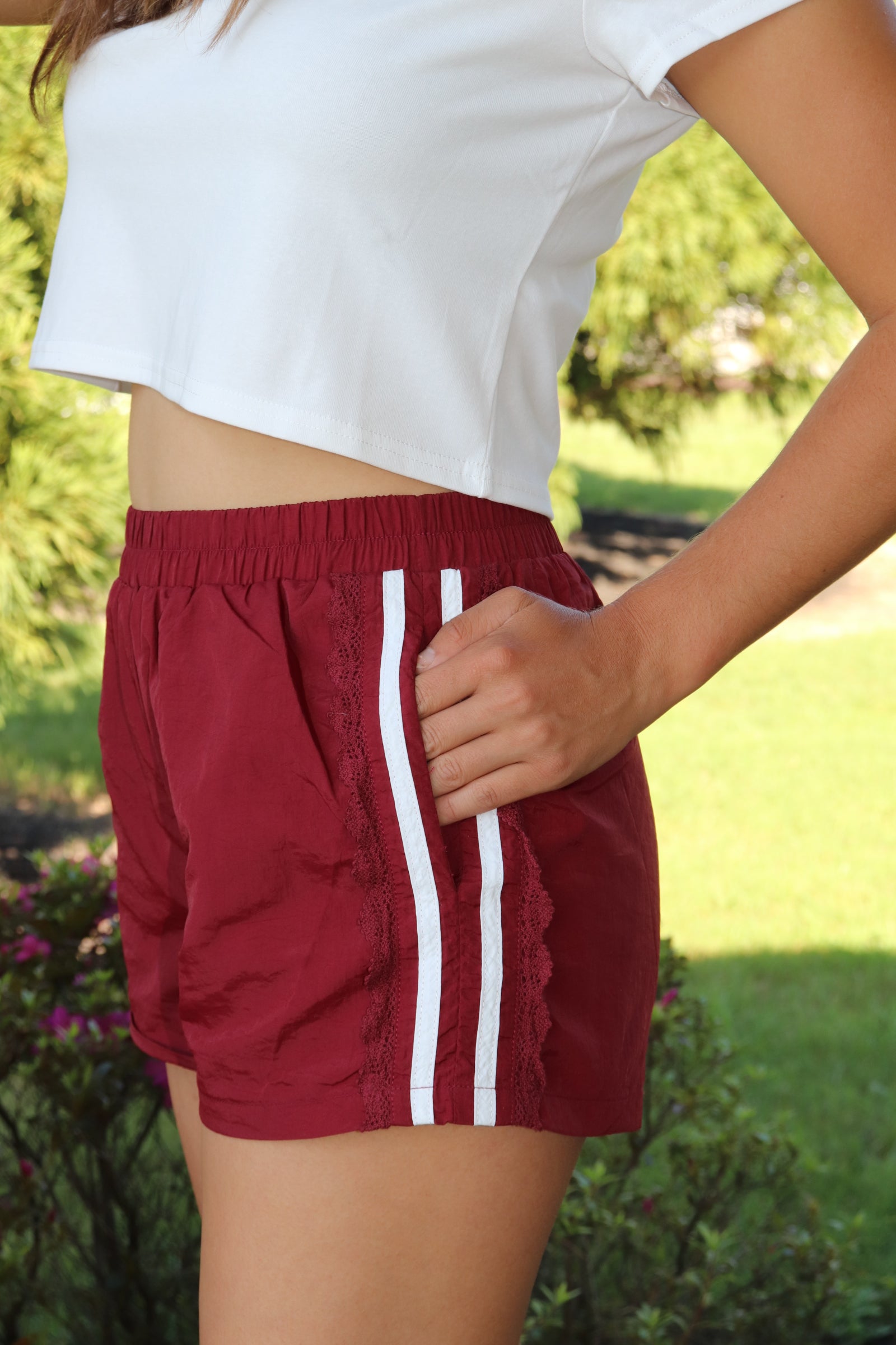 Garnet Side Lace Gameday Shorts