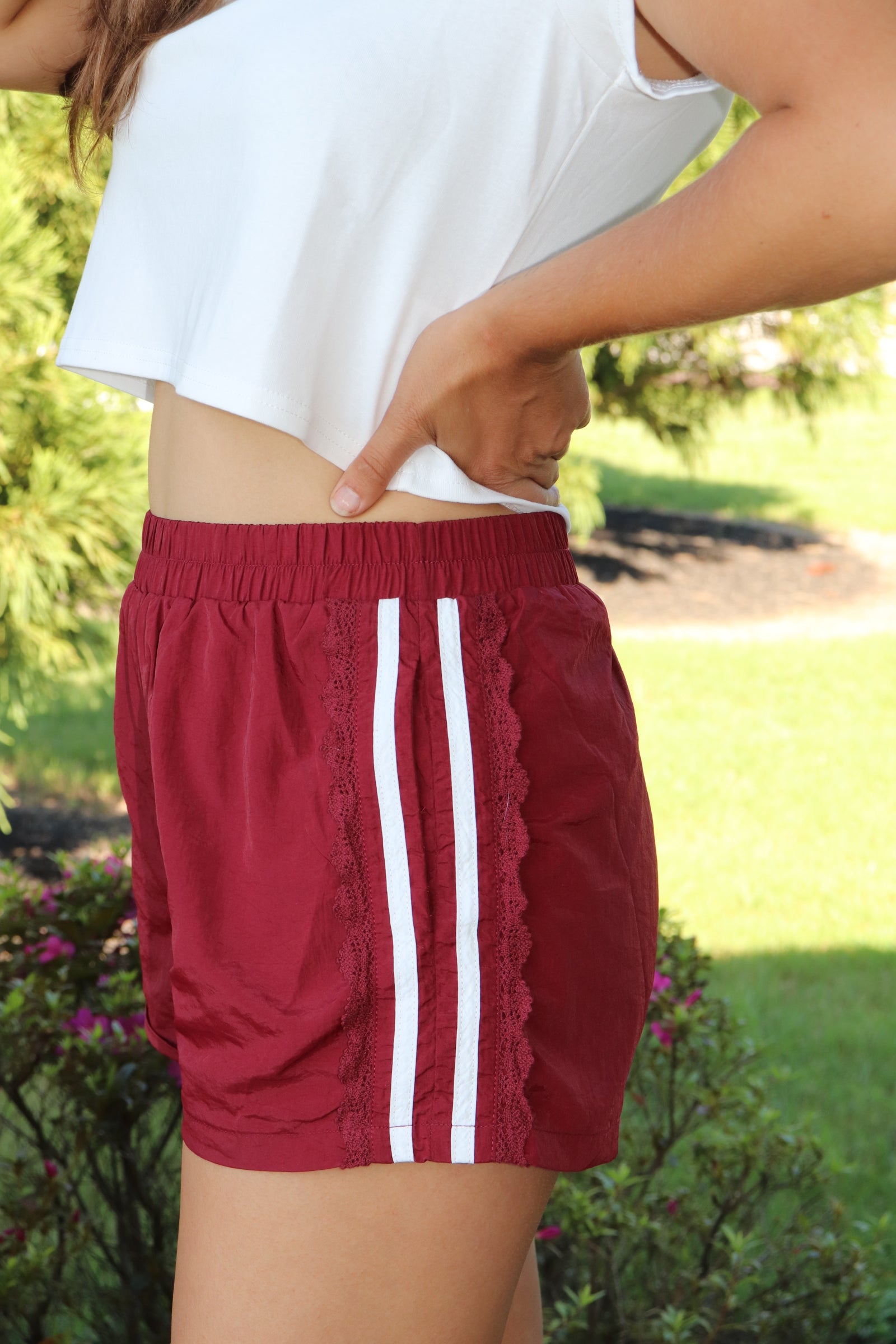 Garnet Side Lace Gameday Shorts