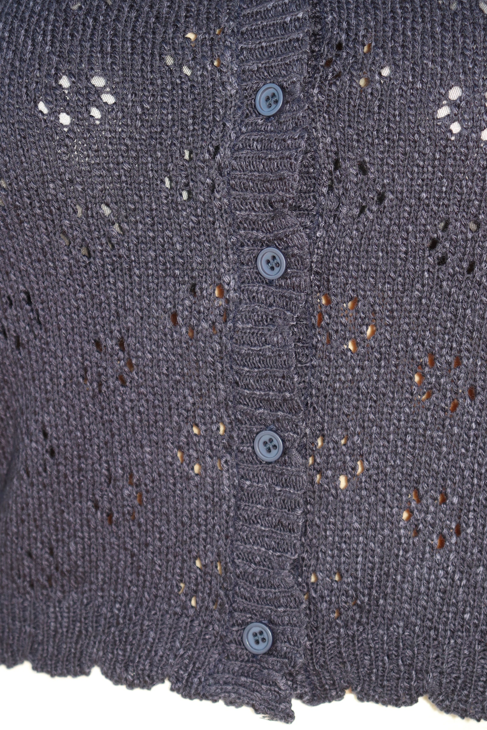 Close-up of Navy Scallop Button Down Sweater Vest