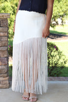 Off-White Asymmetric Fringe Maxi Skirt