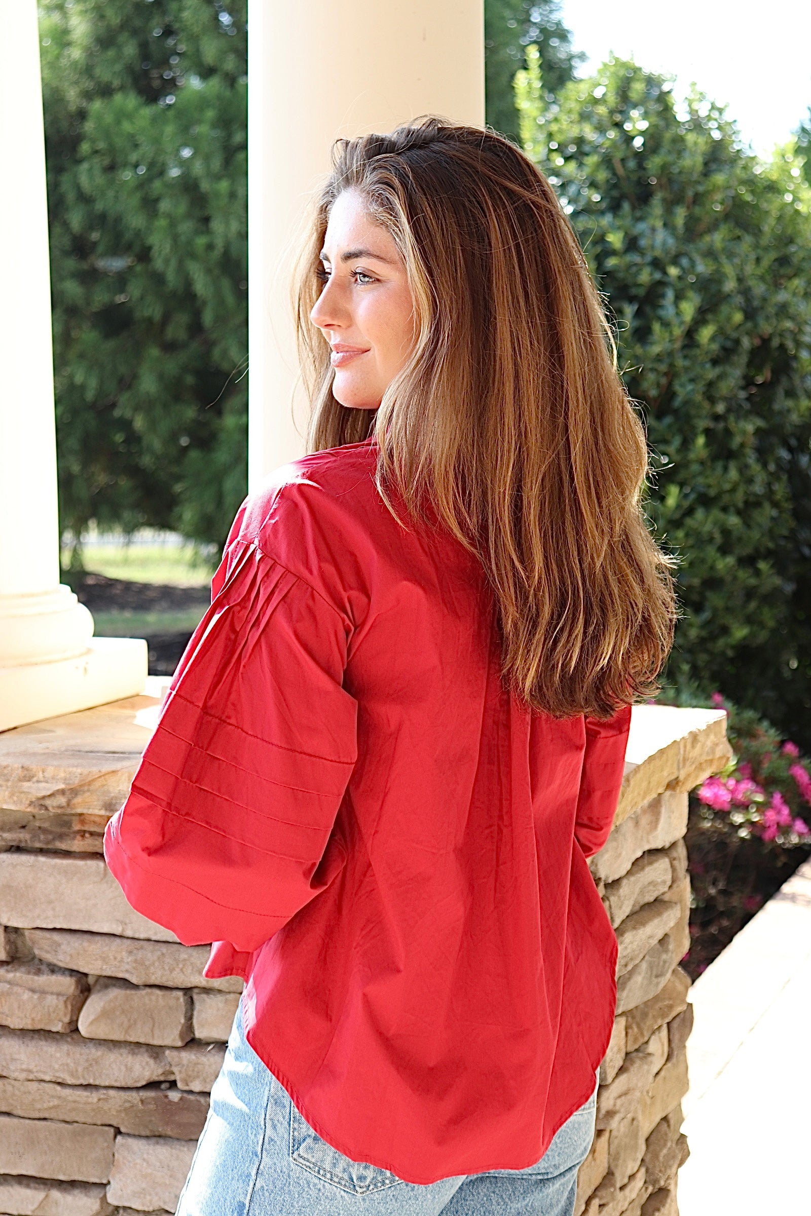 Garnet Pleated Button Down Shirt