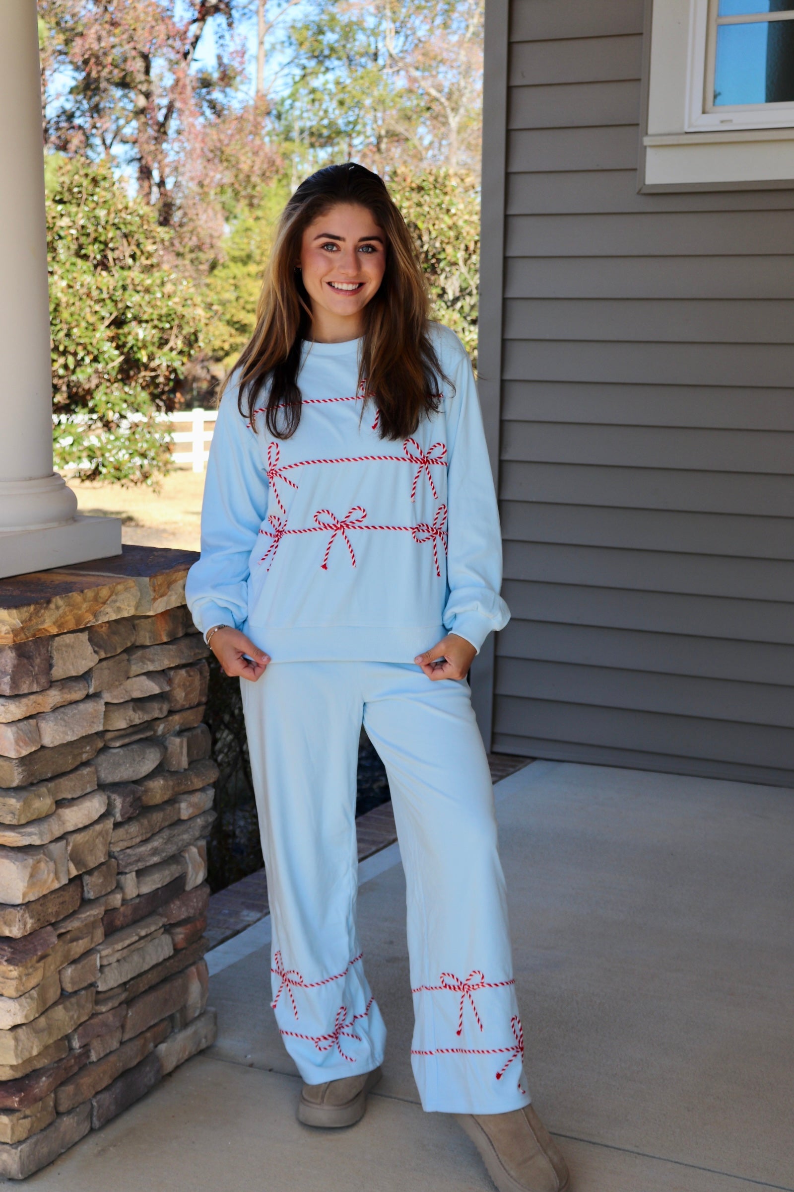 Blue Lounge set with candy cane twist rope designs