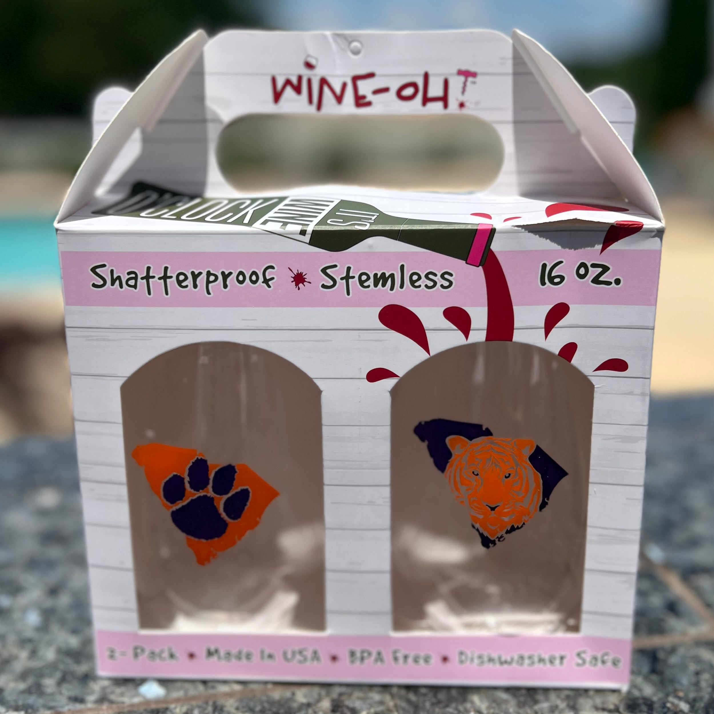 CLEMSON paw & tiger Plastic Wine Glasses