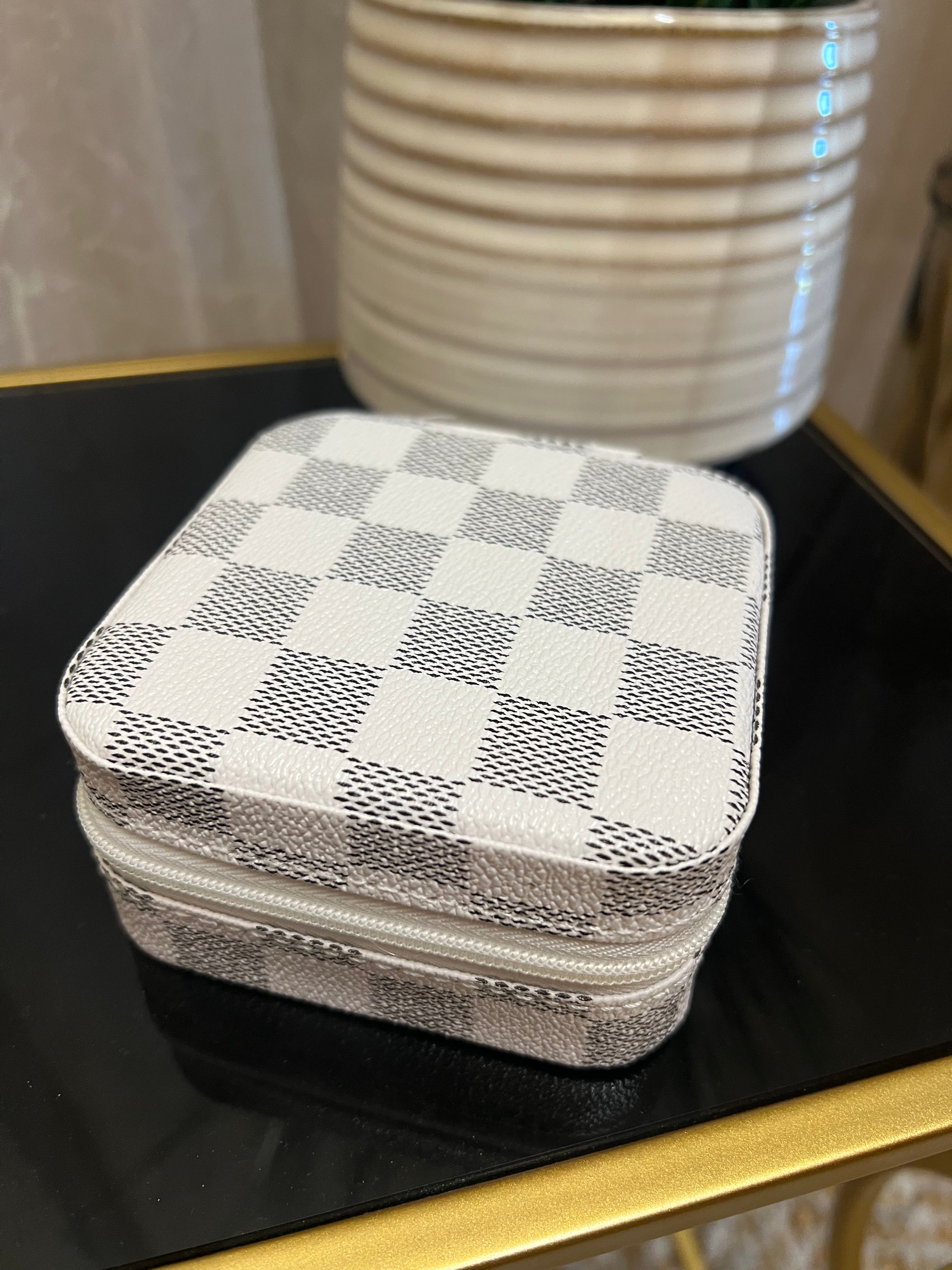 Checkered Mini Travel Jewelry Case