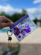 purple confetti keychain