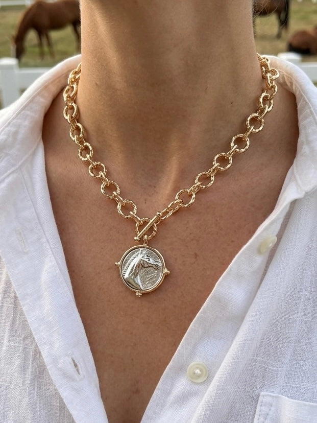 Horsehead Coin Toggle Necklace