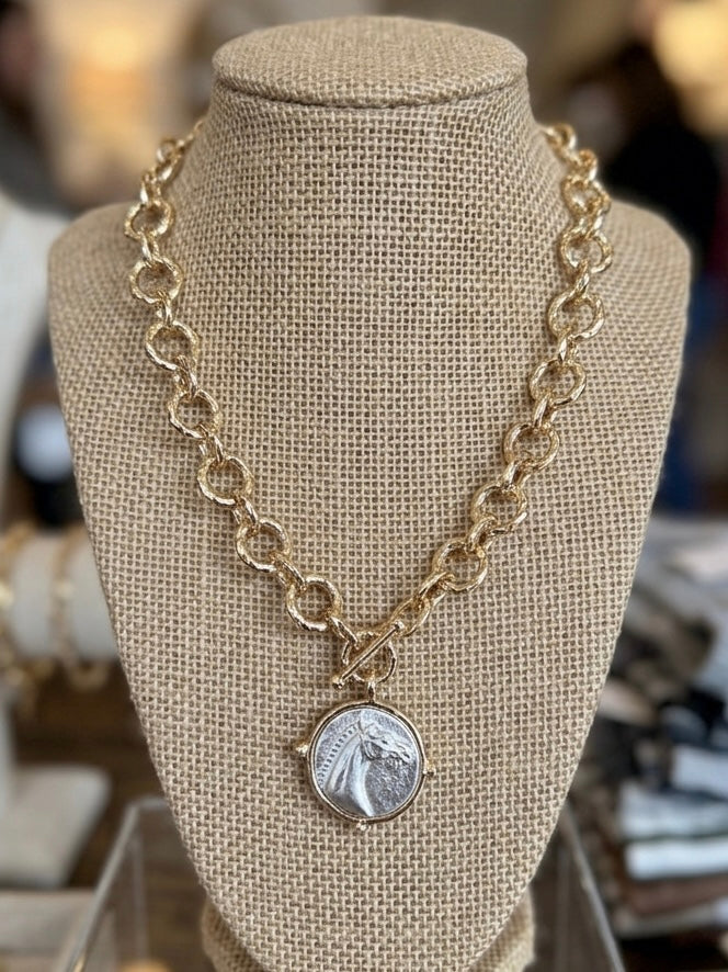 Horsehead Coin Toggle Necklace