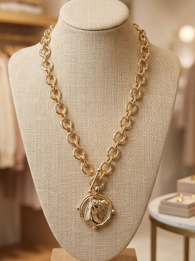 Horsehead Coin Toggle Necklace