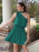 green one shoulder dress