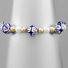 Blue & White Clay/Pearl Beaded Bracelet