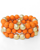 3-Row Orange/Gold Wood Bracelet