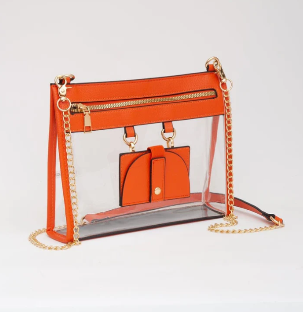 Orange/Clear Stadium Bag w/Sunglasses Holder