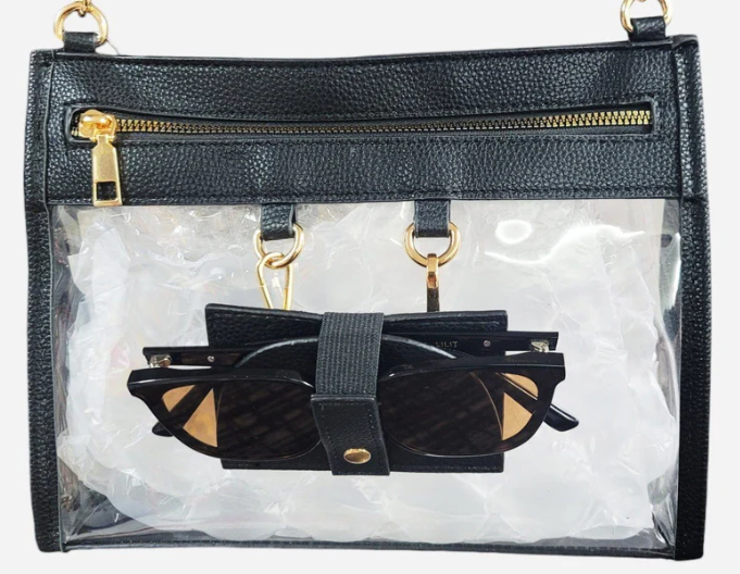 Black/Clear Stadium Bag w/Sunglasses Holder