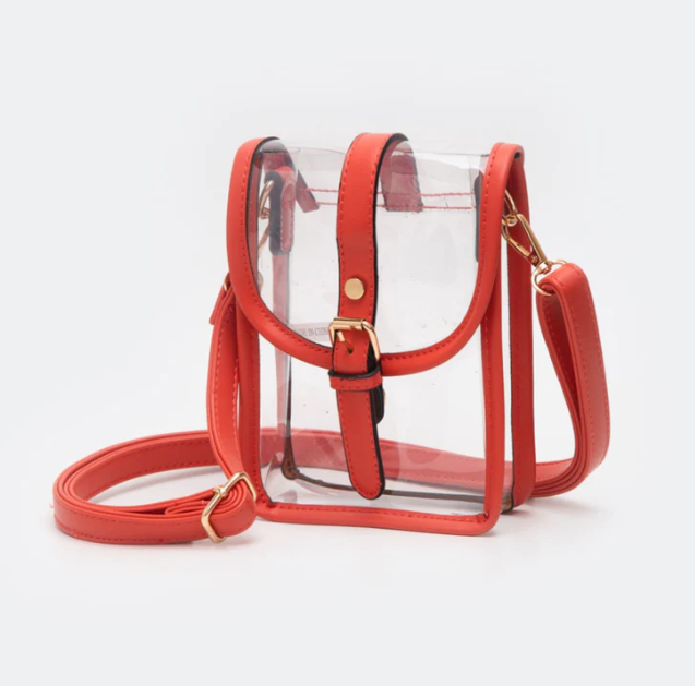 Orange Mini Clear Crossbody Bag