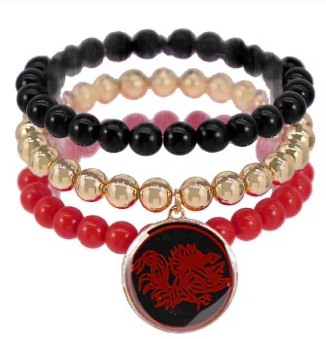 Gamecock Stack/Charm Bracelet