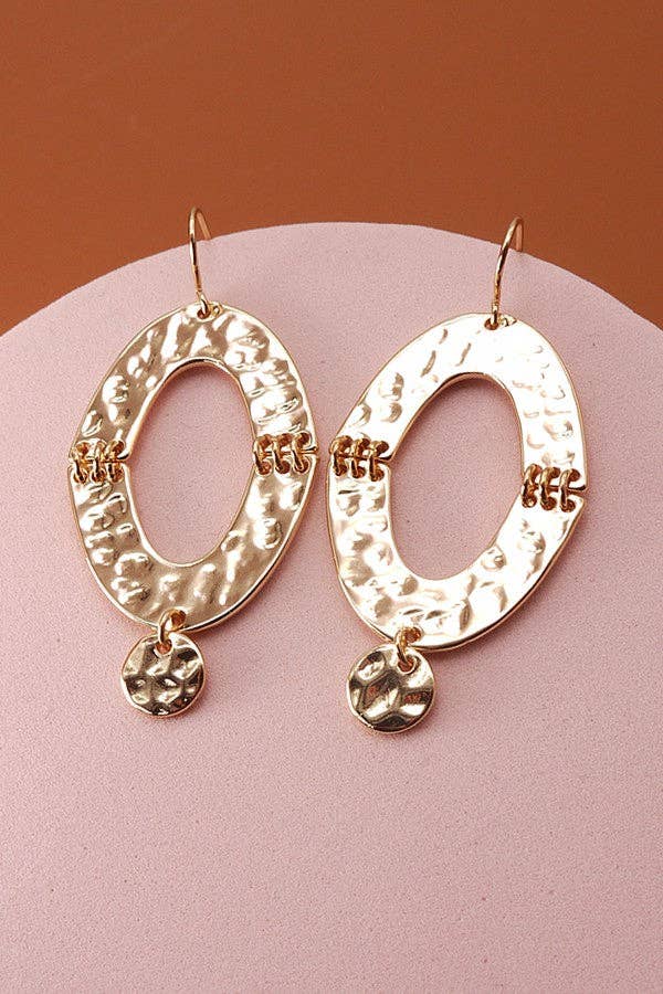 Hammered Oval DropEarrings