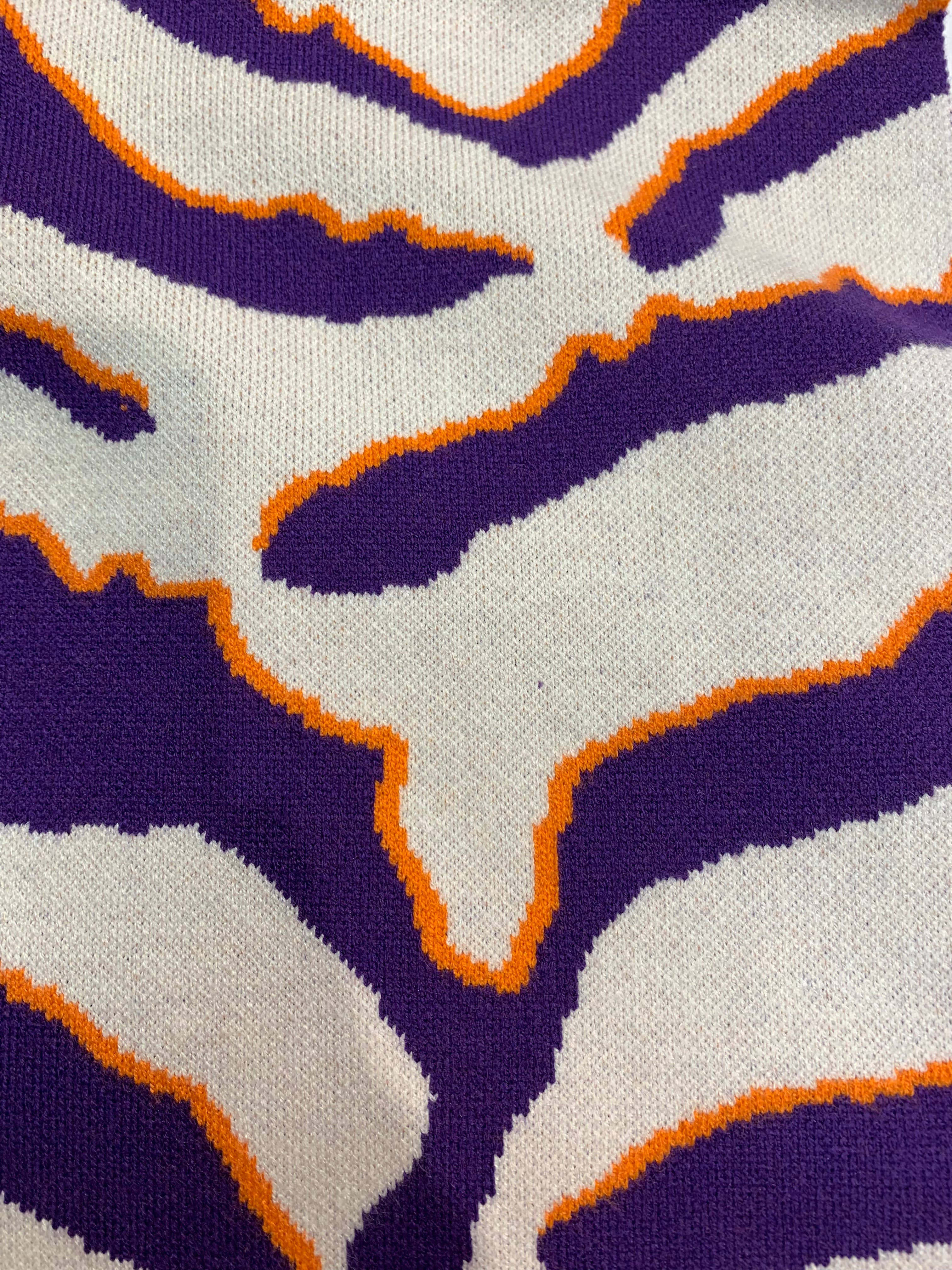 Purple & Orange Tiger Print Knit Vest Top