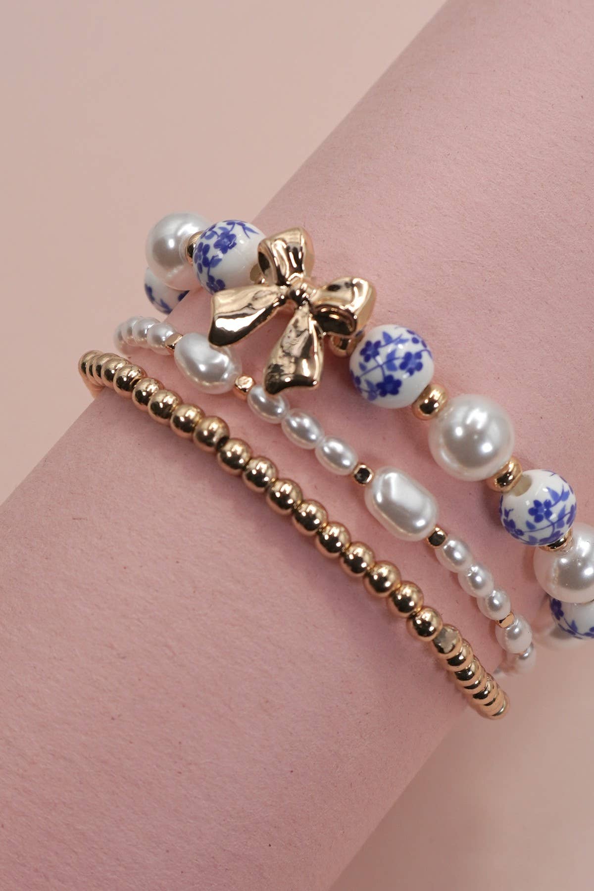 Blue Chinoiserie Bow Multi-Layer Bracelet