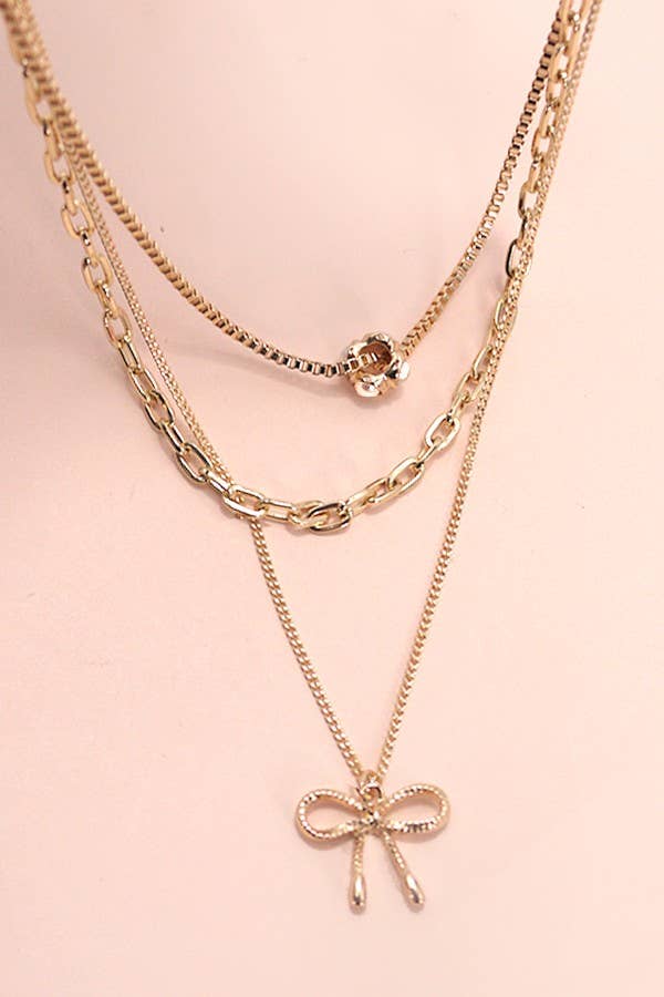 Multi-Layer Bow Charm Necklace