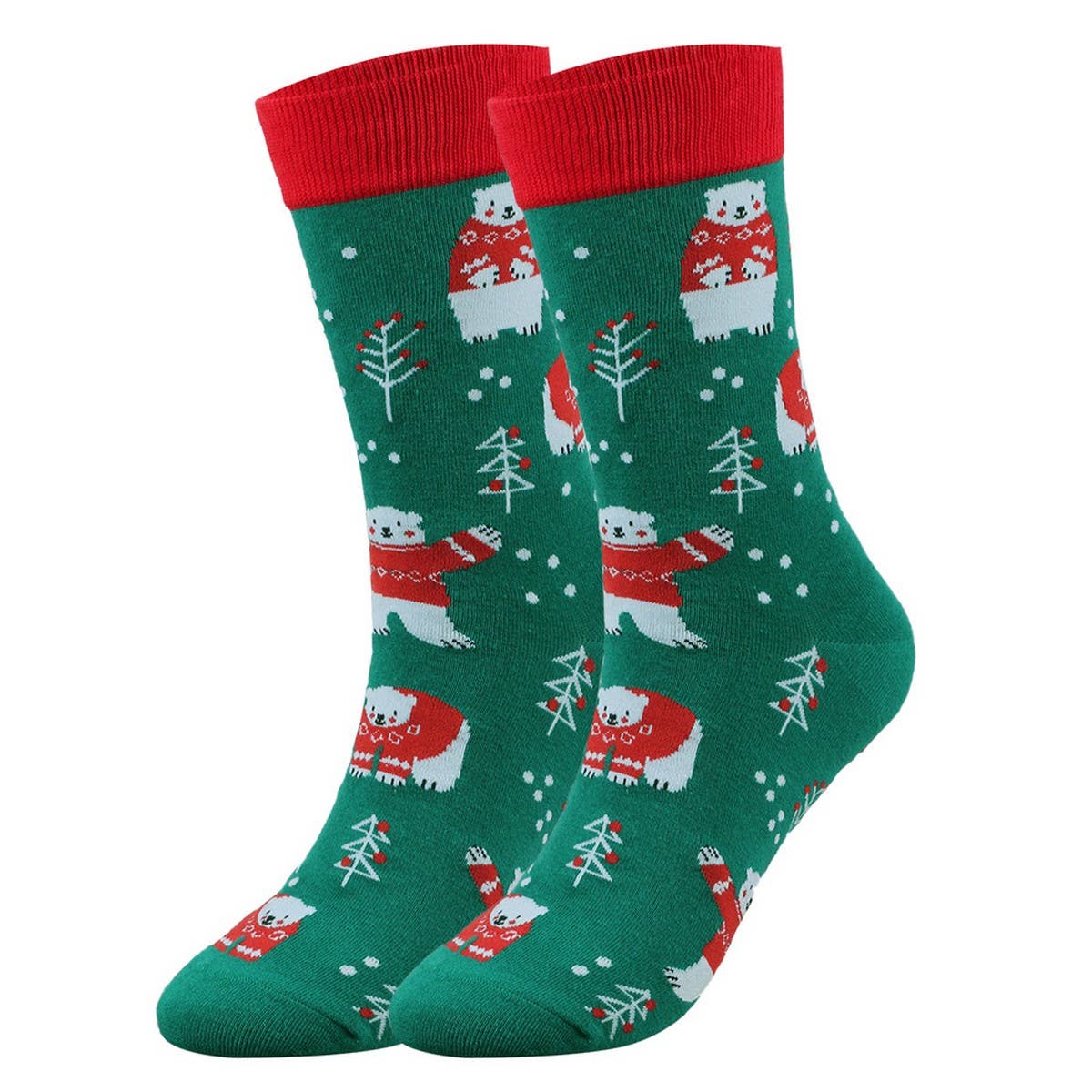 Christmas green polar bear socks